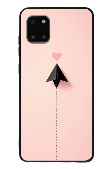 Le Balvo Samsung Galaxy Note 10 Lite Uyumlu Kalp Siyah Uçak Baskılı Silikon Kılıf ürün görseli 1