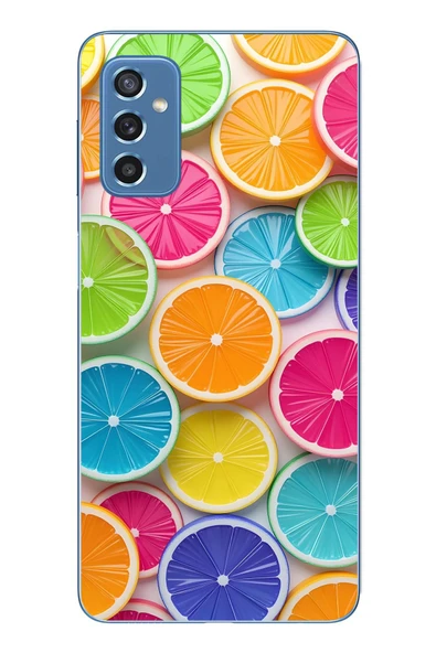 Le Balvo Samsung Galaxy M52 Uyumlu Renkli Lime Dilimler Baskılı Silikon Kılıf ürün görseli 1