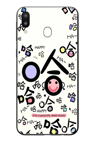 Le Balvo Samsung Galaxy M20 Uyumlu Mutlu Happy Baskılı Silikon Kılıf ürün görseli 1
