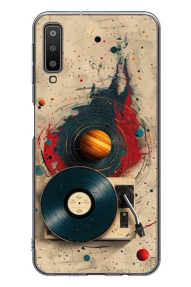 Le Balvo Samsung Galaxy A7 2018 Uyumlu Plak Gezegeni Baskılı Silikon Kılıf ürün görseli 1