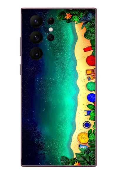 Le Balvo Samsung Galaxy S22 Ultra Uyumlu Tatil Kumsal Gecesi Baskılı Silikon Kılıf ürün görseli 1