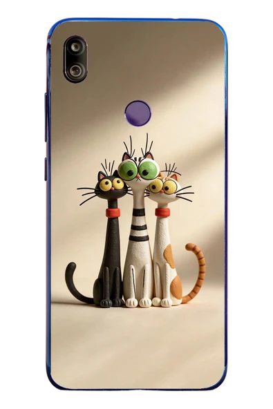 Le Balvo Redmi Note 7 Uyumlu Neşeli Kedi Ailesi Baskılı Silikon Kılıf ürün görseli 1