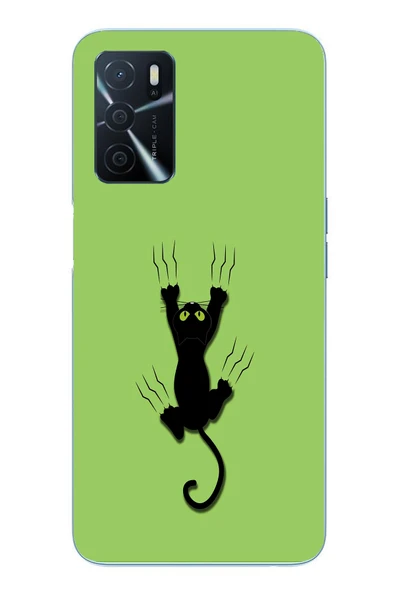 Le Balvo Oppo A16 Uyumlu Tutunan Kedi Baskılı Silikon Kılıf ürün görseli 1