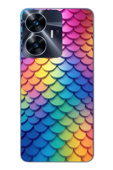 Le Balvo Realme C55 Uyumlu Gökkuşağı Renkleri Baskılı Silikon Kılıf ürün görseli 1