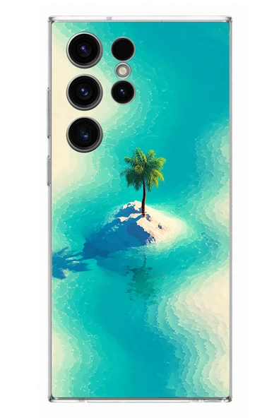Le Balvo Samsung Galaxy S23 Ultra Uyumlu Adada Palmiye Baskılı Silikon Kılıf ürün görseli 1