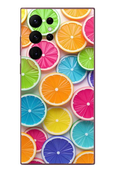 Le Balvo Samsung Galaxy S22 Ultra Uyumlu Renkli Lime Dilimler Baskılı Silikon Kılıf ürün görseli 1