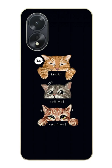 Le Balvo Oppo A38 Uyumlu Kedi Halleri Baskılı Silikon Kılıf ürün görseli 1