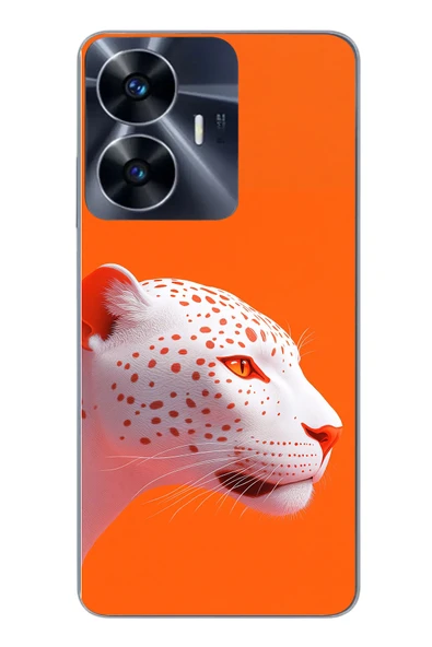 Le Balvo Realme C55 Uyumlu Turuncu Kaplan Baskılı Silikon Kılıf ürün görseli 1
