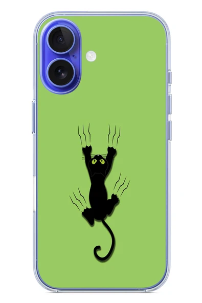 Le Balvo İphone 16 Uyumlu Tutunan Kedi Baskılı Silikon Kılıf ürün görseli 1
