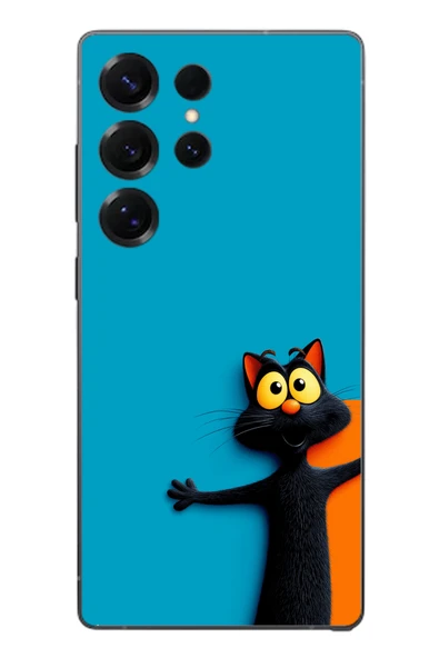 Le Balvo Samsung Galaxy S25 Ultra Uyumlu Kedi Uyarısı Baskılı Silikon Kılıf ürün görseli 1