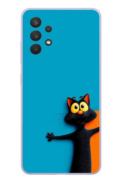 Le Balvo Samsung Galaxy A32 Uyumlu Kedi Uyarısı Baskılı Silikon Kılıf ürün görseli 1
