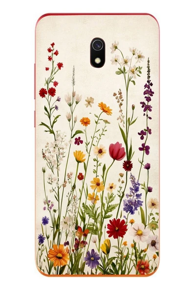 Le Balvo Redmi 8A Uyumlu Zarif Çiçekler Baskılı Silikon Kılıf ürün görseli 1