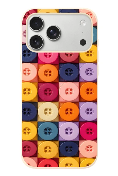 Le Balvo İphone 17 Pro Max Uyumlu Renkli Düğmeler Baskılı Silikon Kılıf ürün görseli 1