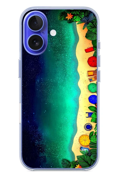 Le Balvo İphone 16 Uyumlu Tatil Kumsal Gecesi Baskılı Silikon Kılıf ürün görseli 1
