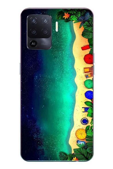 Le Balvo Oppo Reno 5 Lite Uyumlu Tatil Kumsal Gecesi Baskılı Silikon Kılıf ürün görseli 1