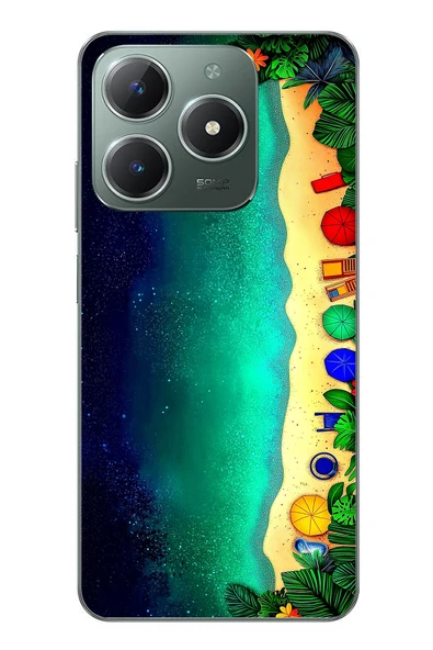 Le Balvo Realme C61 Uyumlu Tatil Kumsal Gecesi Baskılı Silikon Kılıf ürün görseli 1