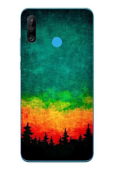 Le Balvo Huawei P30 Lite Uyumlu Orman Gecesi Renkli Baskılı Silikon Kılıf ürün görseli 1