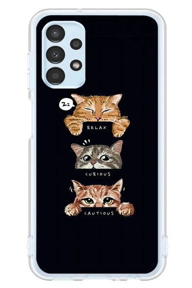 Le Balvo Samsung Galaxy A13 Uyumlu Kedi Halleri Baskılı Silikon Kılıf ürün görseli 1