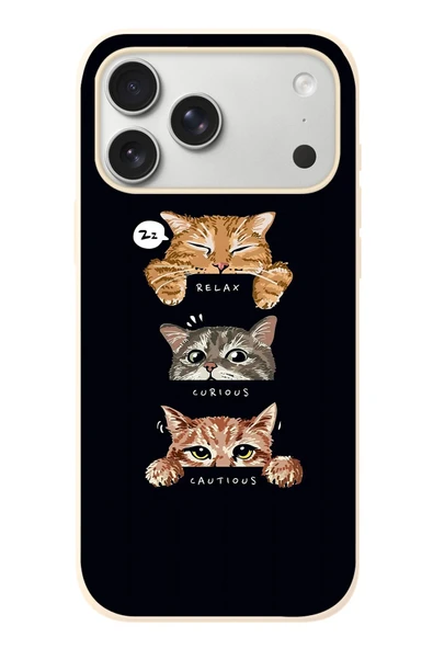 Le Balvo İphone 17 Pro Max Uyumlu Kedi Halleri Baskılı Silikon Kılıf ürün görseli 1
