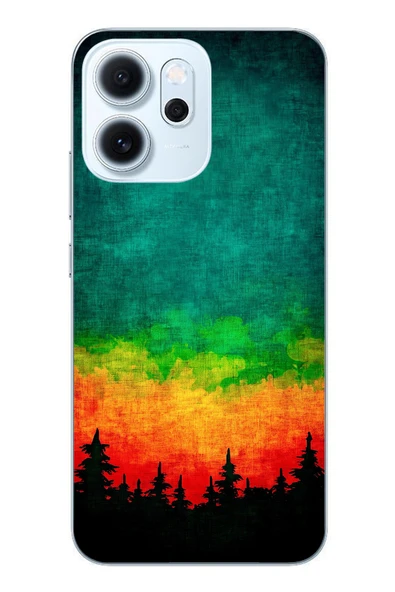 Le Balvo Oppo Reno 14F Uyumlu Orman Gecesi Renkli Baskılı Silikon Kılıf ürün görseli 1