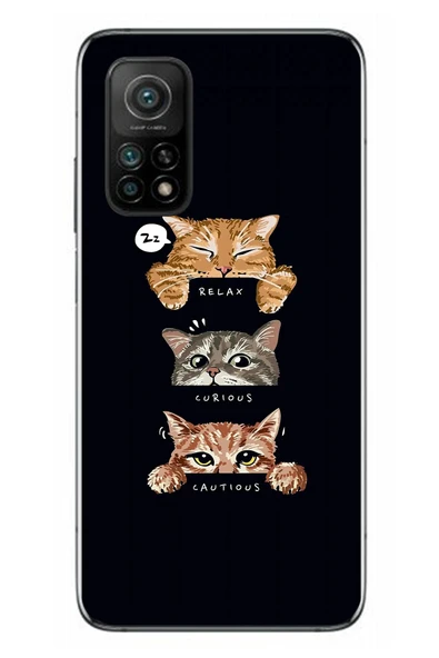 Le Balvo Xiaomi Mi 10 T Uyumlu Kedi Halleri Baskılı Silikon Kılıf ürün görseli 1