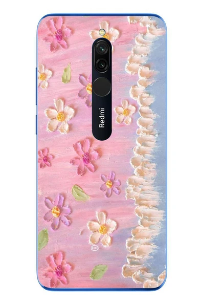 Le Balvo Redmi 8 Uyumlu Çiçek Dalgaları Baskılı Silikon Kılıf ürün görseli 1