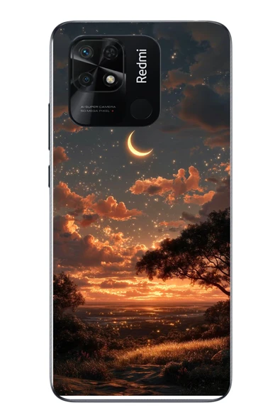 Le Balvo Redmi 10C Uyumlu Ay Gecesi Baskılı Silikon Kılıf ürün görseli 1