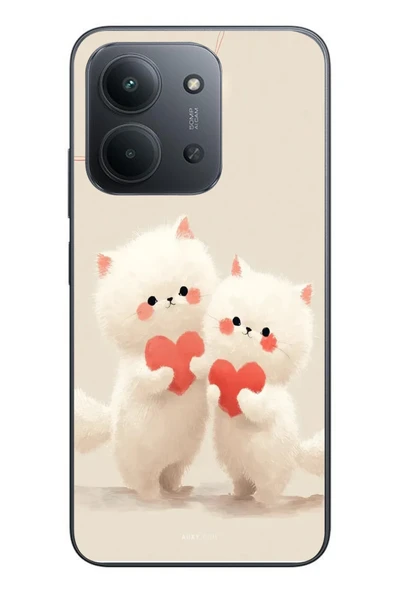 Le Balvo Redmi 15C Uyumlu Kalpli Beyaz Kediler Baskılı Silikon Kılıf ürün görseli 1