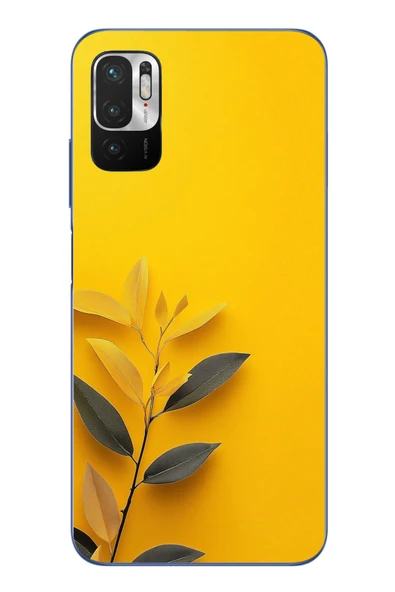 Le Balvo Redmi Note 10 5G Uyumlu Sarı Siyah Çiçekler Baskılı Silikon Kılıf ürün görseli 1