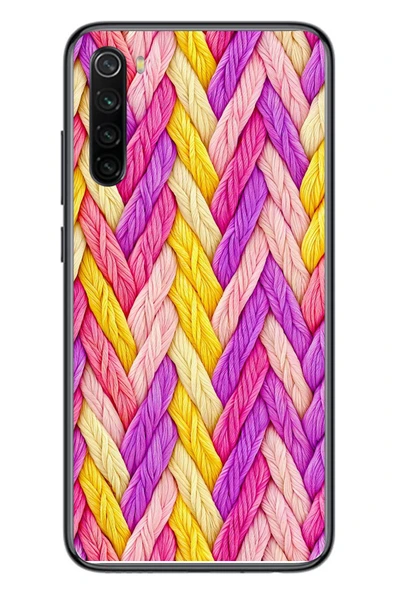 Le Balvo Redmi Note 8 Uyumlu Mor Sarı Örgü Baskılı Silikon Kılıf ürün görseli 1