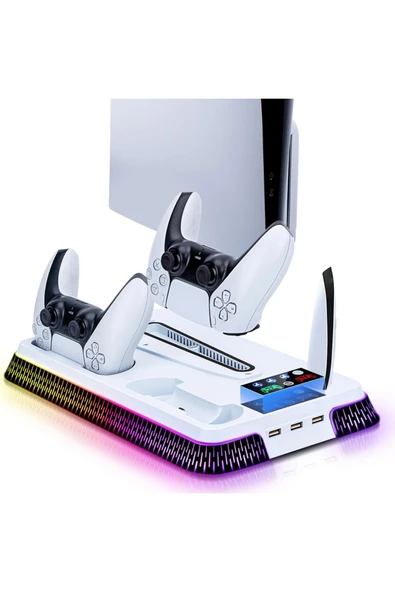 Cosmostech Ps5 Pro/Slim/Fat Playstation 5 Standart CD-Dijital Uyumlu RGB-LED Sd-66 Fanlı Stand ürün görseli 1