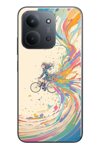 Le Balvo Redmi 15C Uyumlu Rengarenk Bisikletli Kız Baskılı Silikon Kılıf ürün görseli 1