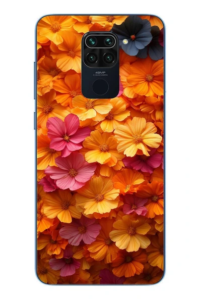 Le Balvo Redmi Note 9 Uyumlu Sarı Pembe Çiçekler Baskılı Silikon Kılıf ürün görseli 1