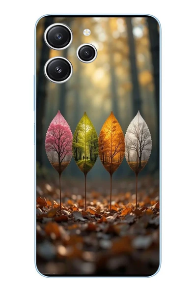 Le Balvo Redmi 12 Uyumlu Dört Mevsim Yaprakları Baskılı Silikon Kılıf ürün görseli 1