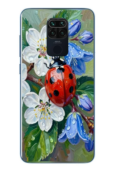 Le Balvo Redmi Note 9 Uyumlu Uğur Böceği Yağlı Boya Baskılı Silikon Kılıf ürün görseli 1