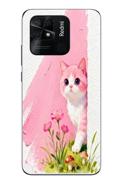 Le Balvo Redmi 10C Uyumlu Pembeli Kedi Baskılı Silikon Kılıf ürün görseli 1