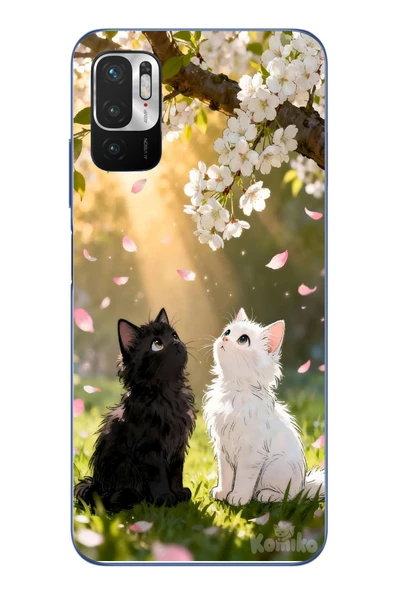 Le Balvo Redmi Note 10 5G Uyumlu İlkbahar Kedileri Baskılı Silikon Kılıf ürün görseli 1