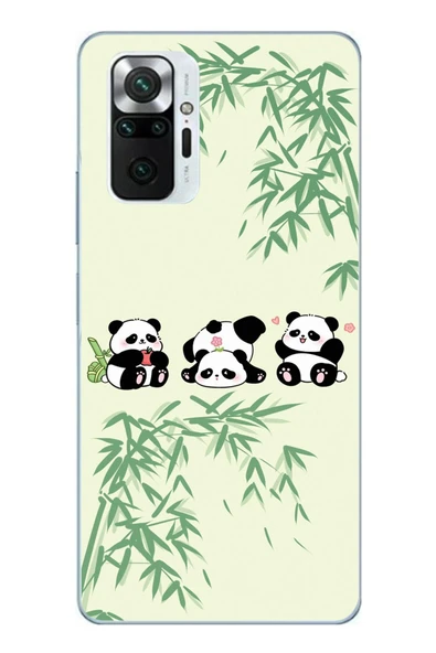 Le Balvo Redmi Note 10 Pro Uyumlu Panda Ailesi Baskılı Silikon Kılıf ürün görseli 1