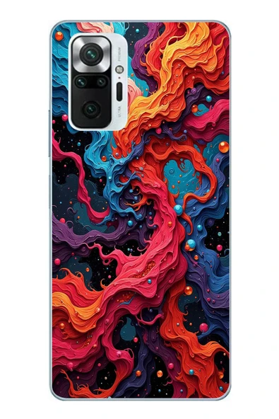 Le Balvo Redmi Note 10 Pro Uyumlu Dalgaların İz Karışımı Baskılı Silikon Kılıf ürün görseli 1