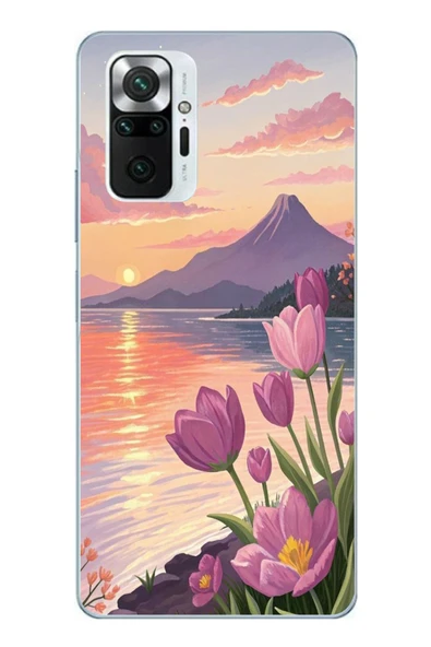 Le Balvo Redmi Note 10 Pro Uyumlu Çiçek Yağlı Boya Baskılı Silikon Kılıf ürün görseli 1