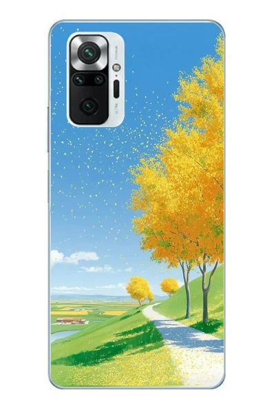 Le Balvo Redmi Note 10 Pro Uyumlu Sarı Sonbahar Ağacı Baskılı Silikon Kılıf ürün görseli 1