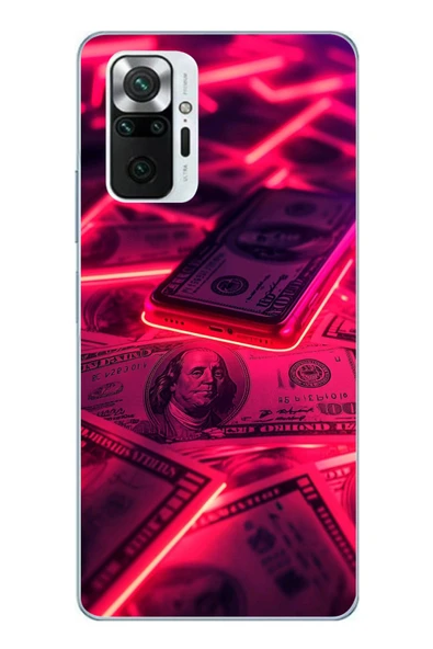 Le Balvo Redmi Note 10 Pro Uyumlu Kızıl Dolarlar Baskılı Silikon Kılıf ürün görseli 1