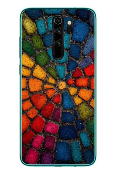 Le Balvo Redmi Note 8 Pro Uyumlu Gökkuşağı Renkli Kaldırım Baskılı Silikon Kılıf ürün görseli 1