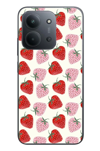 Le Balvo Redmi 15C Uyumlu Kırmızı Pembe Çilekler Baskılı Silikon Kılıf ürün görseli 1