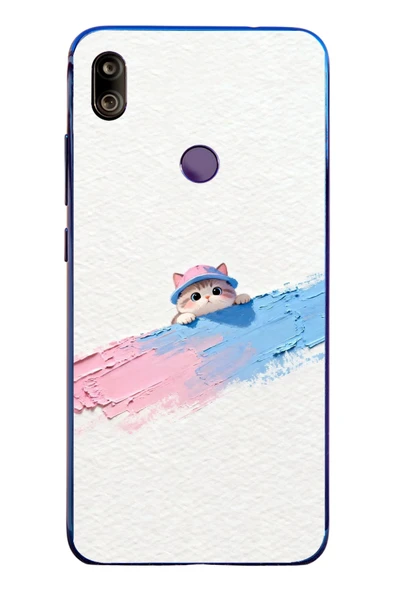Le Balvo Redmi Note 7 Uyumlu Pembe Mavi Kedi Baskılı Silikon Kılıf ürün görseli 1