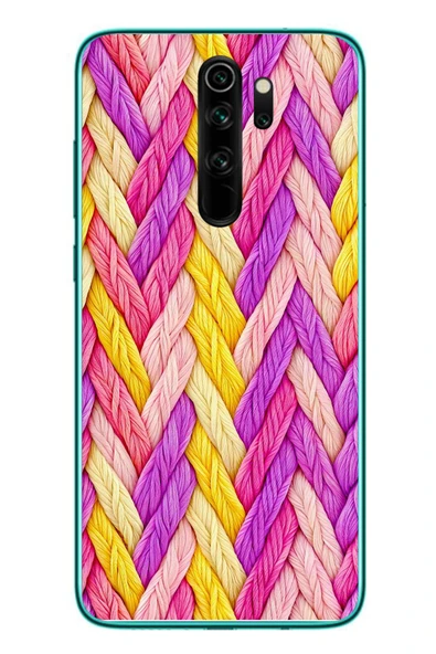 Le Balvo Redmi Note 8 Pro Uyumlu Mor Sarı Örgü Baskılı Silikon Kılıf ürün görseli 1