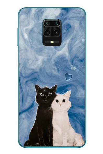 Le Balvo Redmi Note 9s Uyumlu Siyah ve Beyaz Kedi Baskılı Silikon Kılıf ürün görseli 1