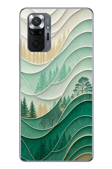 Le Balvo Redmi Note 10 Uyumlu Beyaz Çizgili Orman Baskılı Silikon Kılıf ürün görseli 1