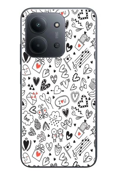 Le Balvo Redmi 15C Uyumlu Retro Kalp Karışık Baskılı Silikon Kılıf ürün görseli 1