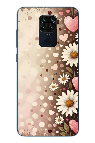 Le Balvo Redmi Note 9 Uyumlu Kalpli Papatya Damlaları Baskılı Silikon Kılıf ürün görseli 1